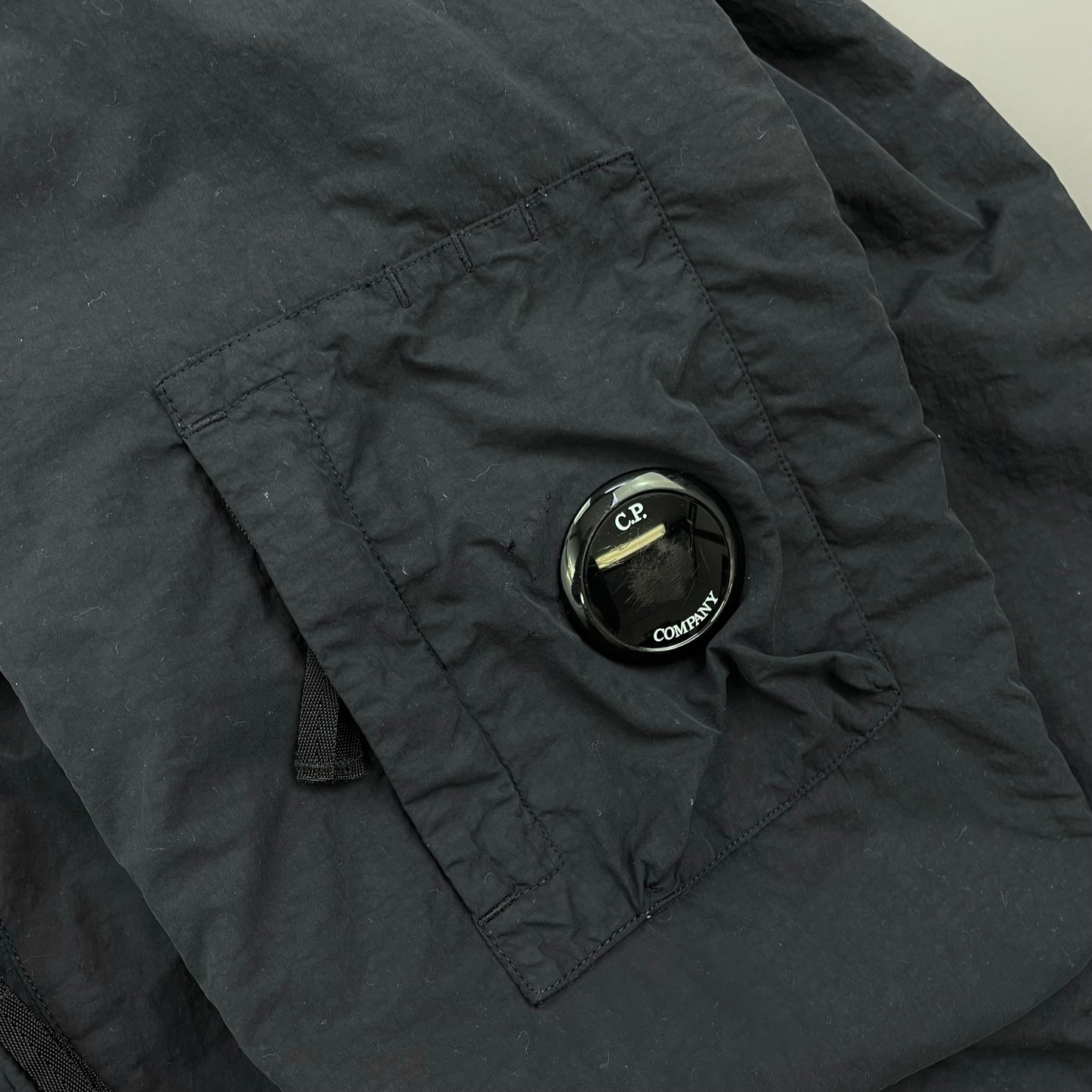 C.P. Company Navy & Black Two-Tone Flatt Nylon Padded Utility Hood Bomber Jacket