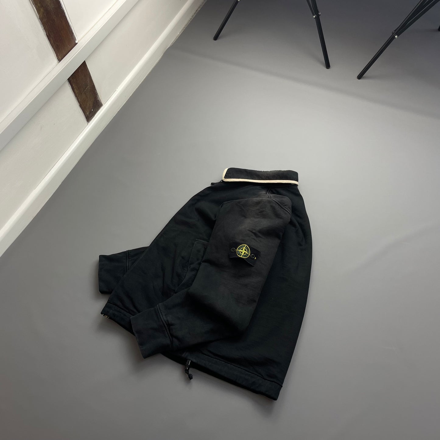 Stone Island Black AW06 Cotton Zip-Through Harrington Jacket