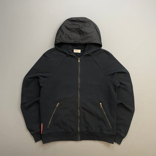 Prada Sport Black 2013 Nylon Hood Zip-Through Hoodie