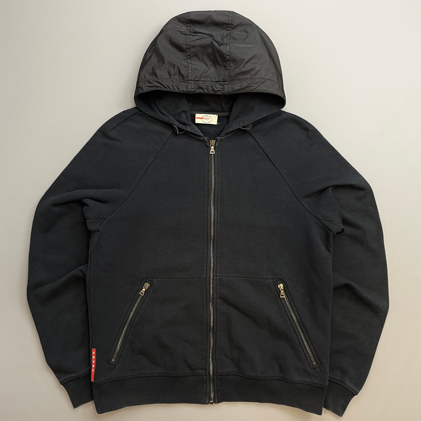 Prada Sport Black 2013 Nylon Hood Zip-Through Hoodie