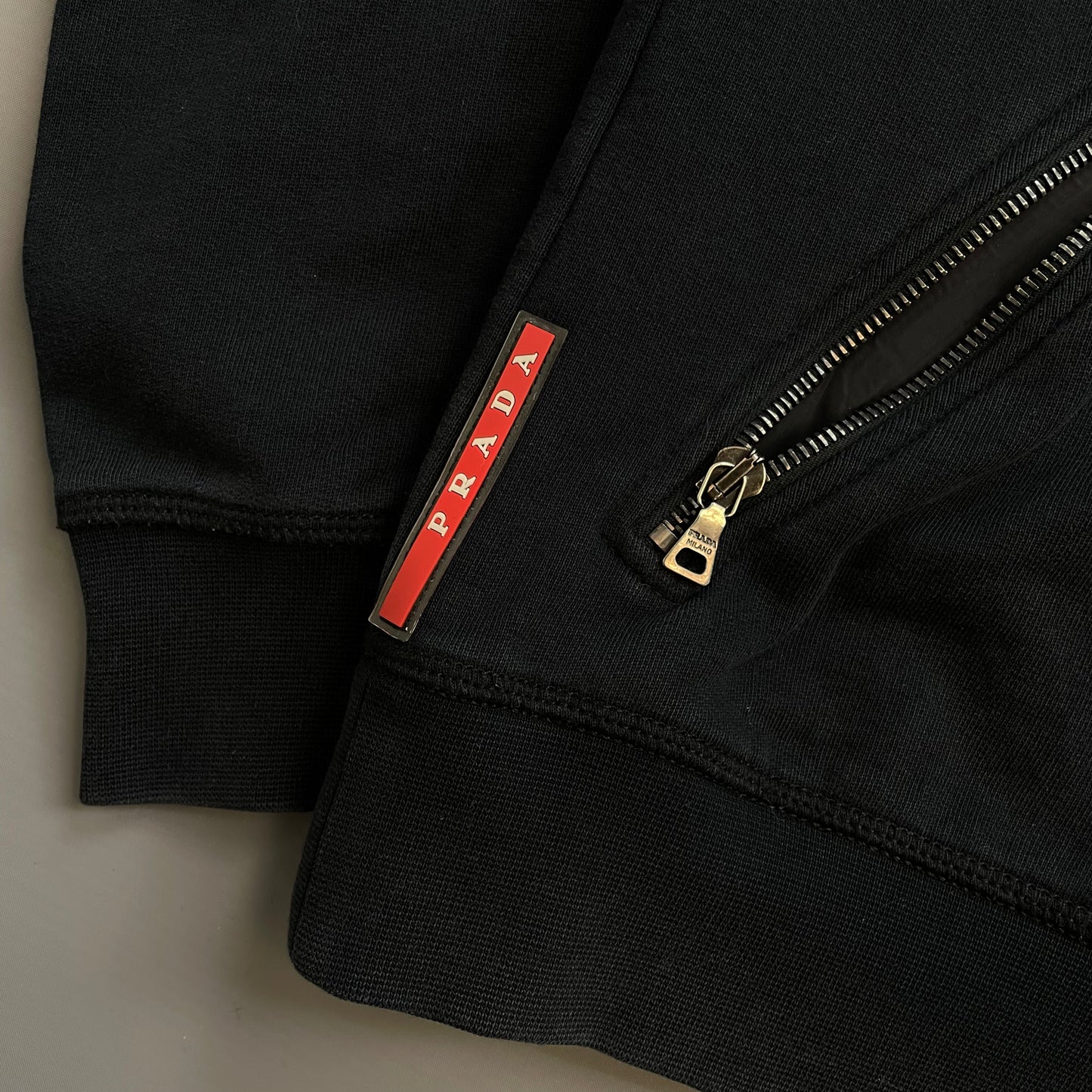 Prada Sport Black 2013 Nylon Hood Zip-Through Hoodie