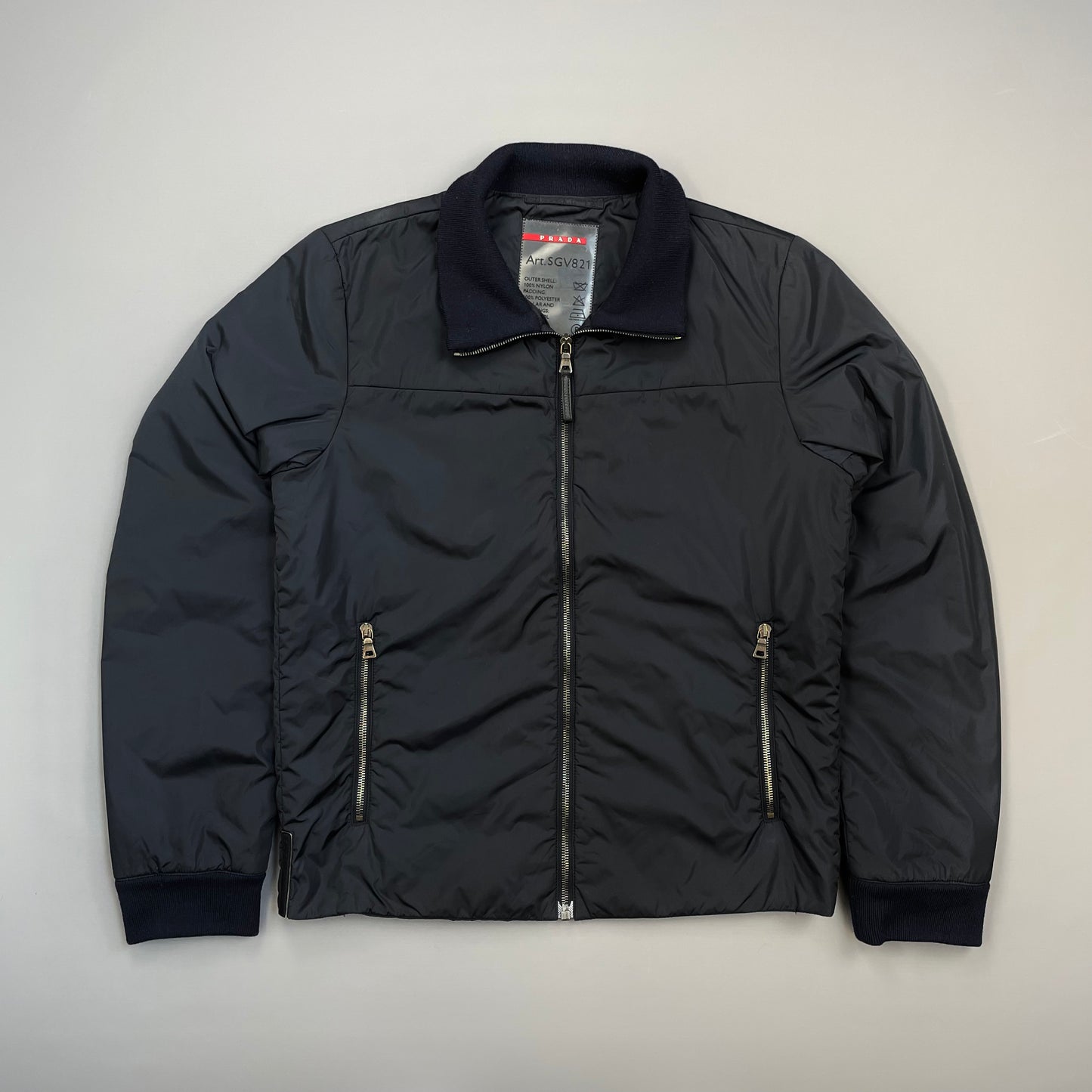 Prada Sport Navy 2006 Nylon Padded Bomber Jacket