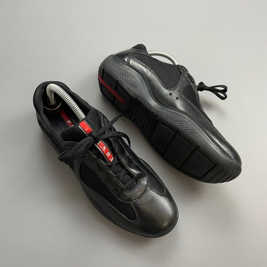 Prada Americas Cup Black Leather Trainers