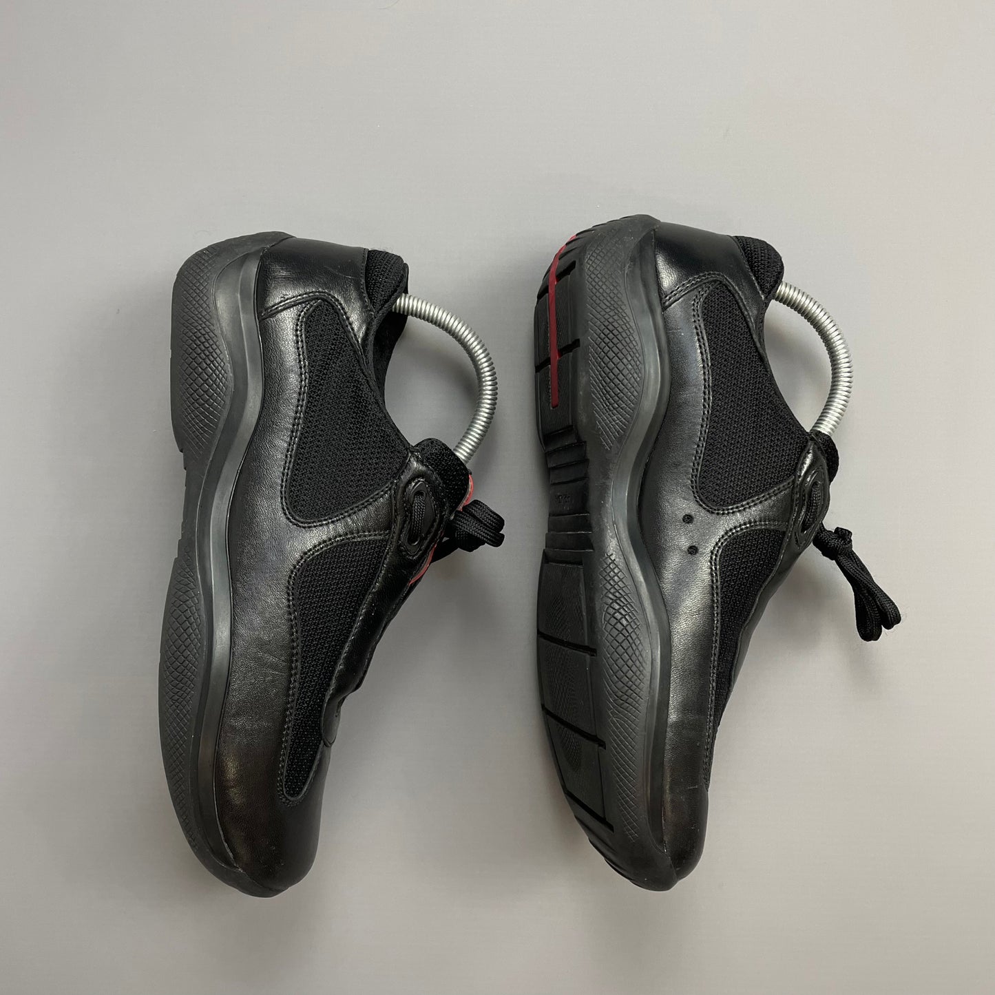 Prada Americas Cup Black Leather Trainers