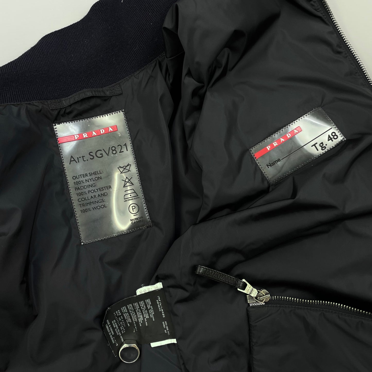 Prada Sport Navy 2006 Nylon Padded Bomber Jacket