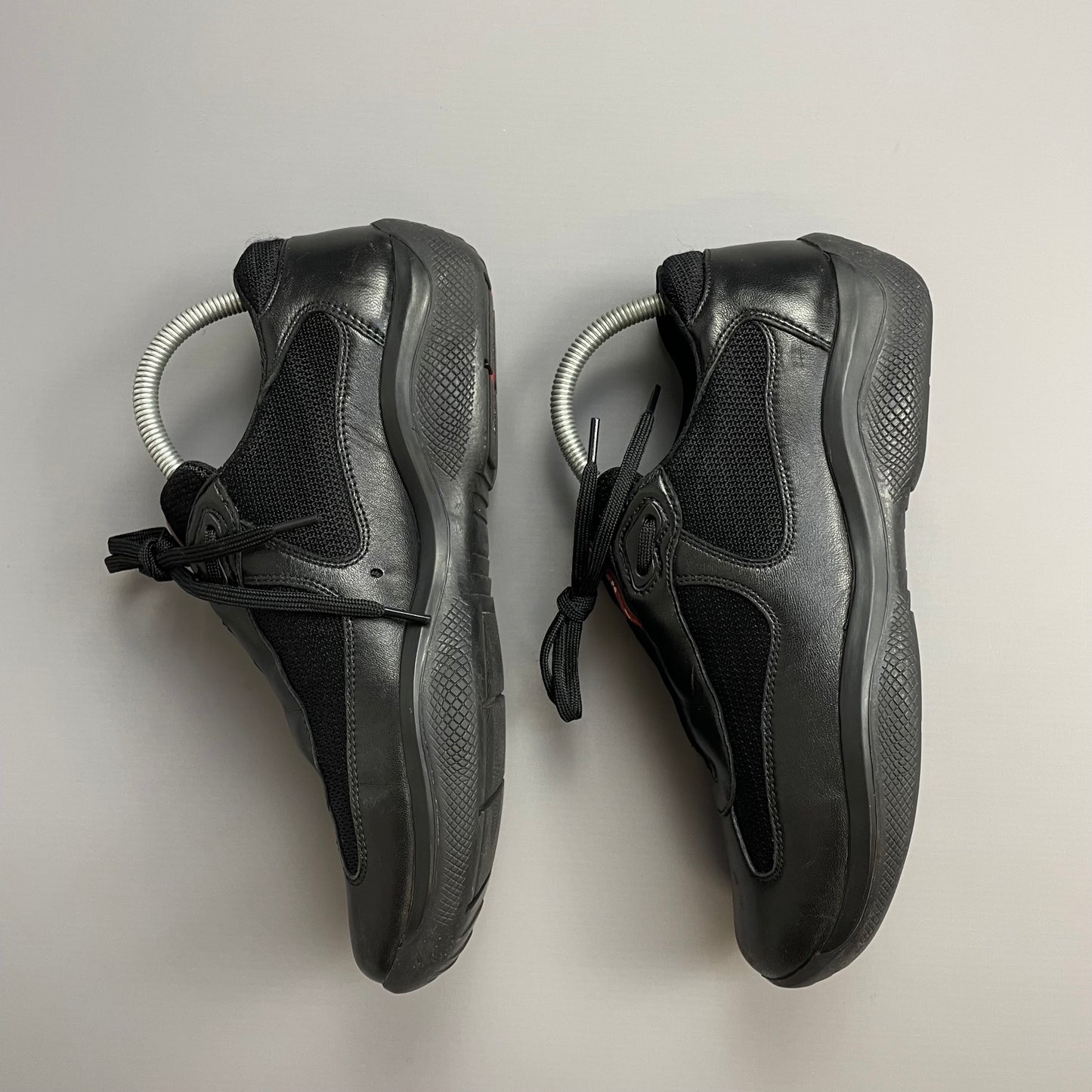 Prada Americas Cup Black Leather Trainers