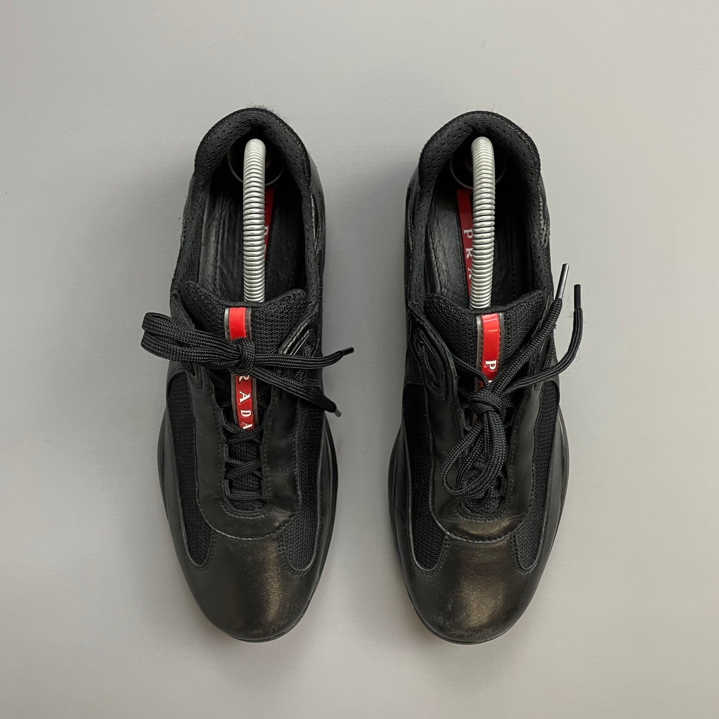 Prada Americas Cup Black Leather Trainers