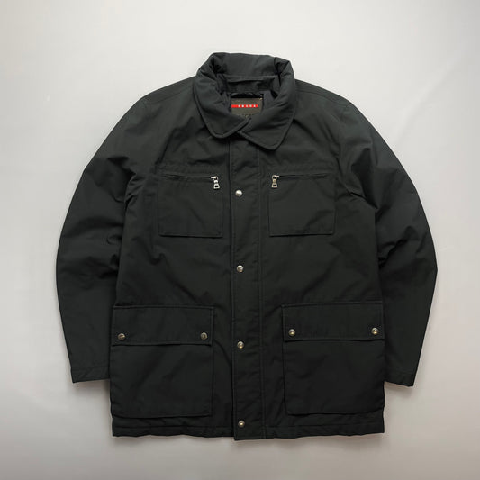 Prada Sport Black 2007 Windstopper Field Jacket w/ Concealed Hood