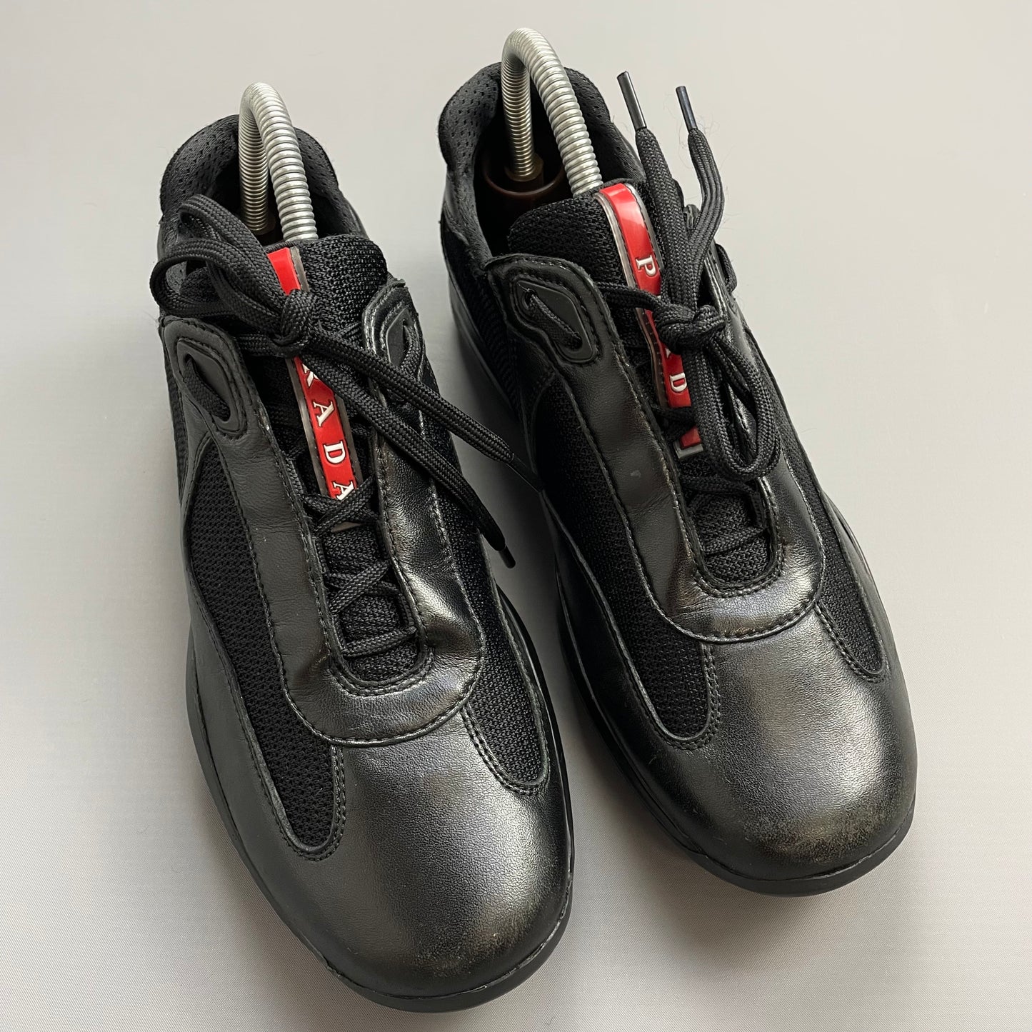 Prada Americas Cup Black Leather Trainers