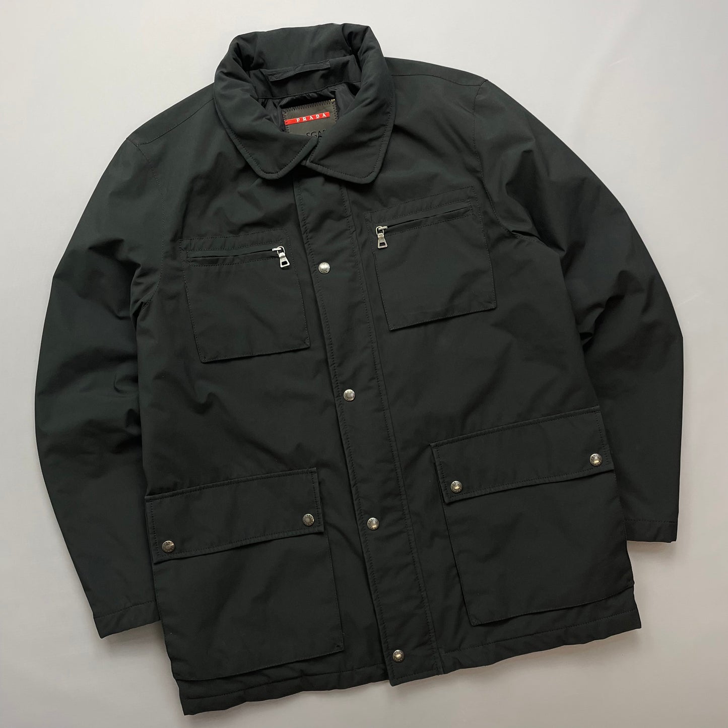 Prada Sport Black 2007 Windstopper Field Jacket w/ Concealed Hood