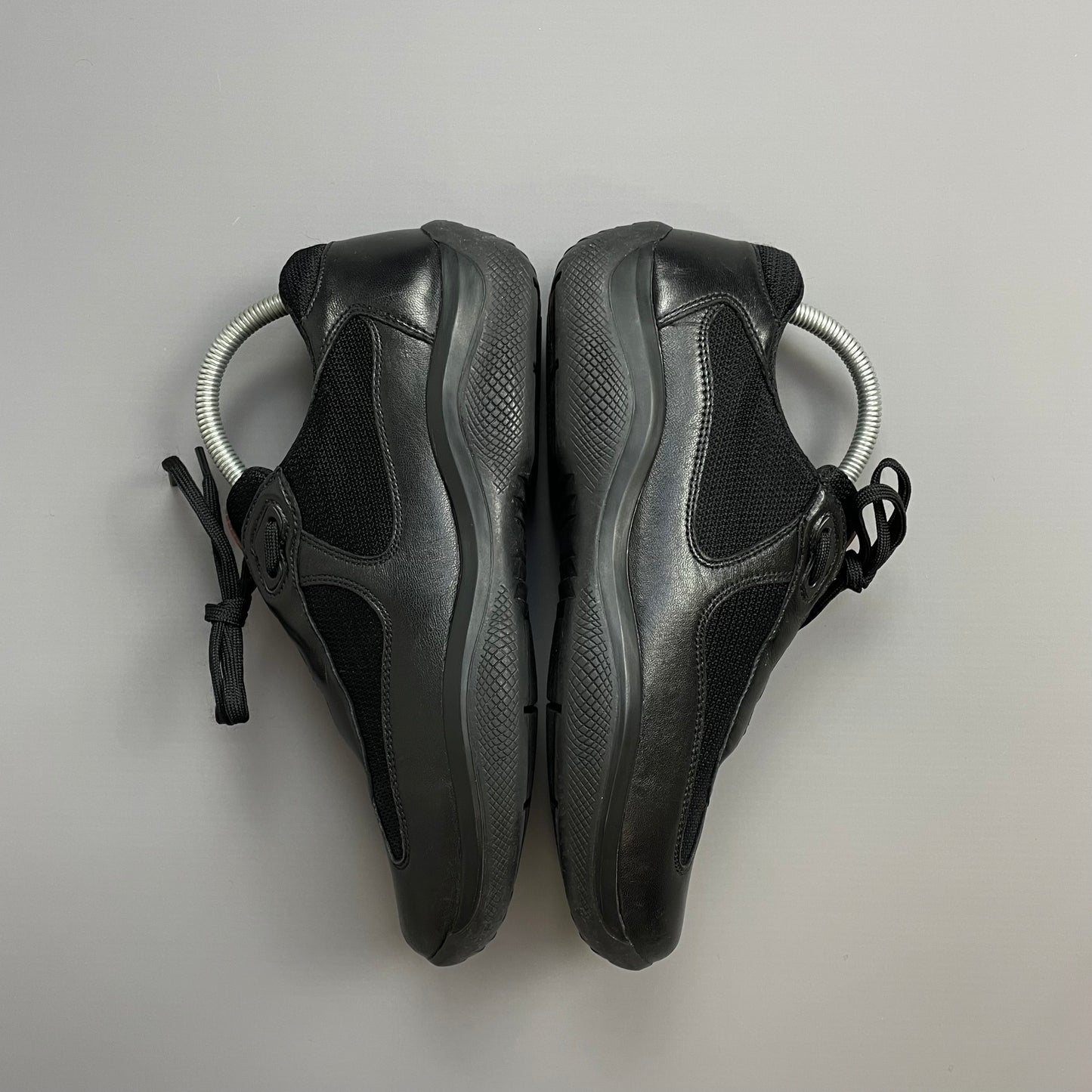 Prada Americas Cup Black Leather Trainers