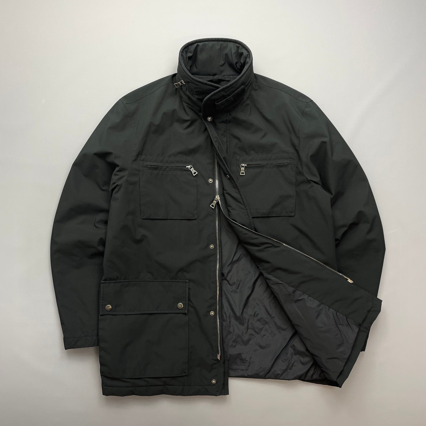 Prada Sport Black 2007 Windstopper Field Jacket w/ Concealed Hood