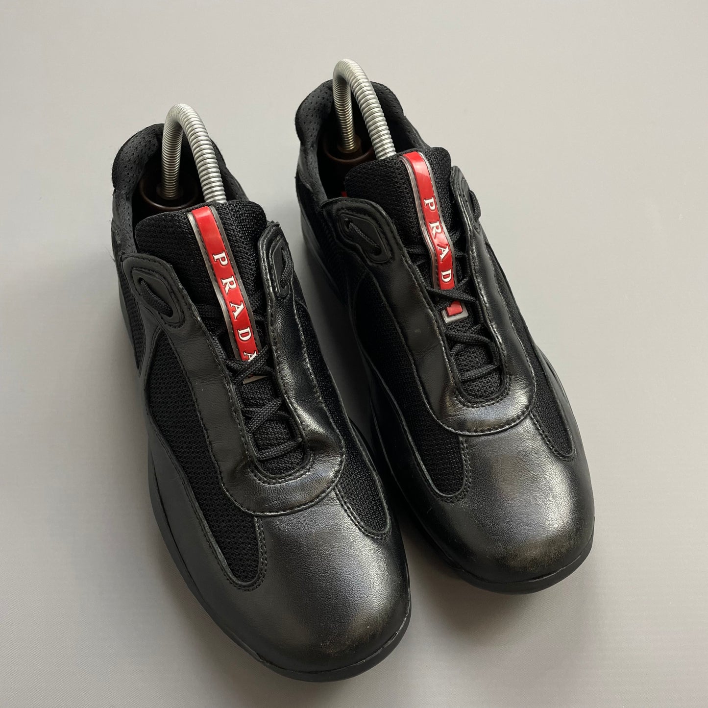 Prada Americas Cup Black Leather Trainers