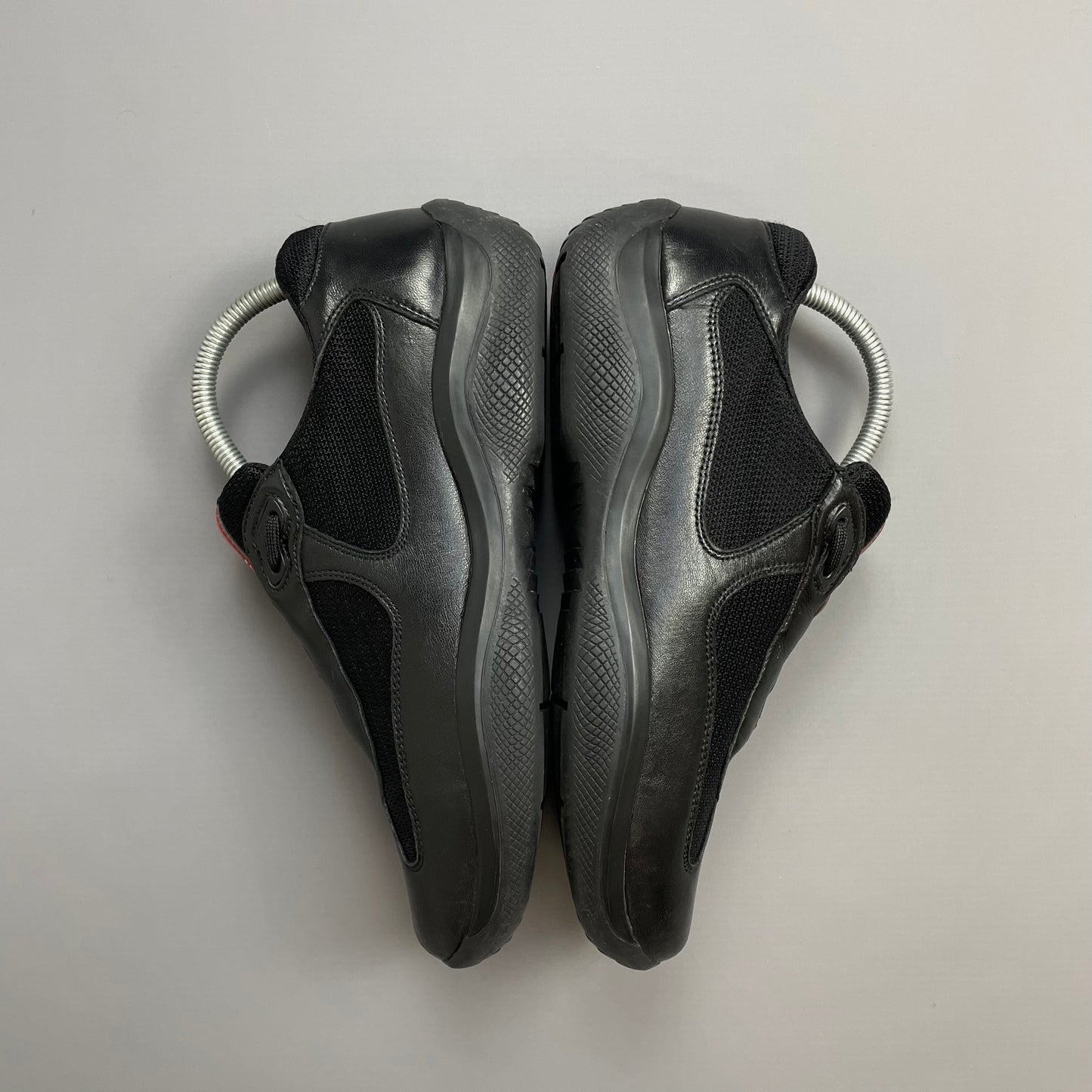 Prada Americas Cup Black Leather Trainers