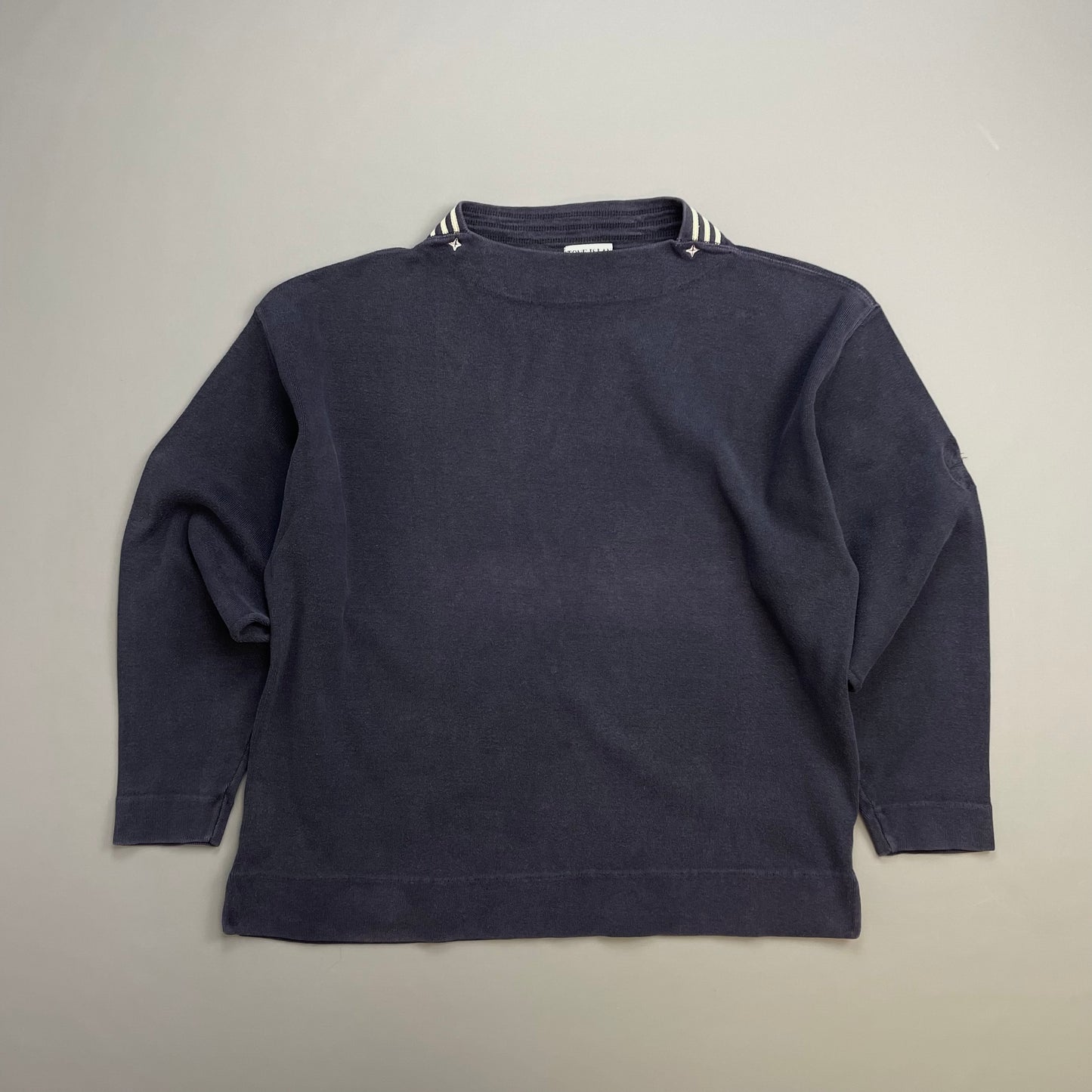 Stone Island Navy 80s Stripe & Compass Detailed Collar Jumper
