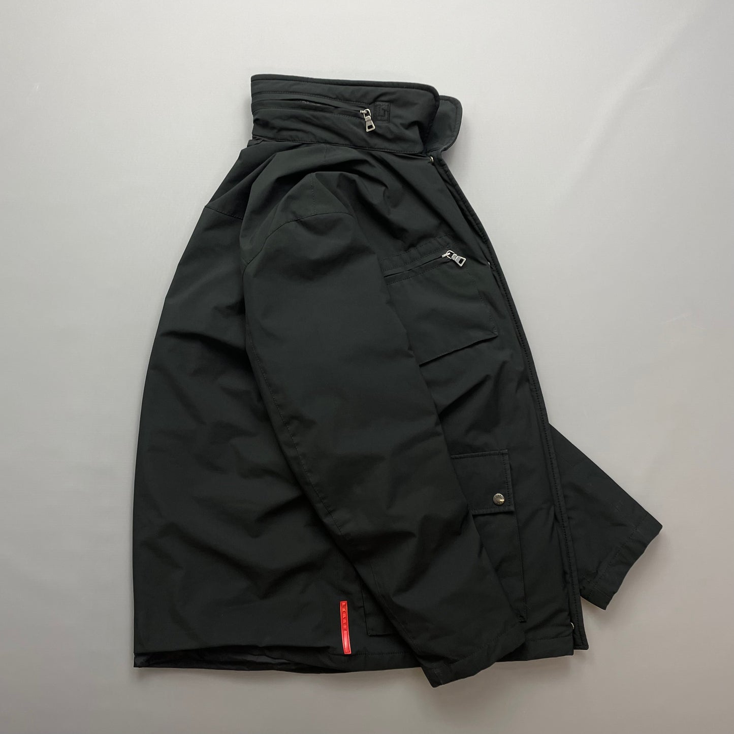 Prada Sport Black 2007 Windstopper Field Jacket w/ Concealed Hood