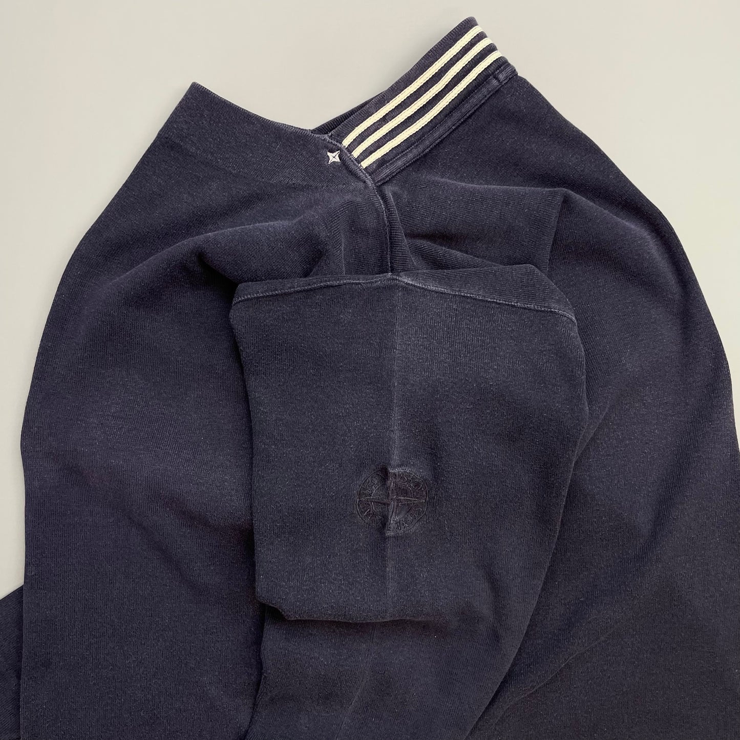 Stone Island Navy 80s Stripe & Compass Detailed Collar Jumper