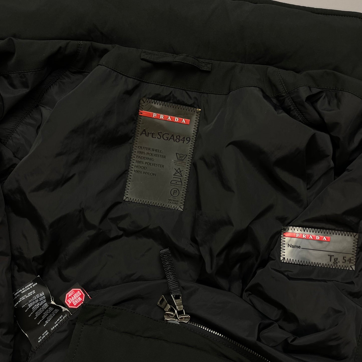 Prada Sport Black 2007 Windstopper Field Jacket w/ Concealed Hood