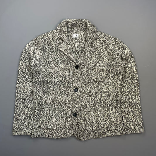 C.P. Company Grey Speckled Wool Knit Cardigan Jacket