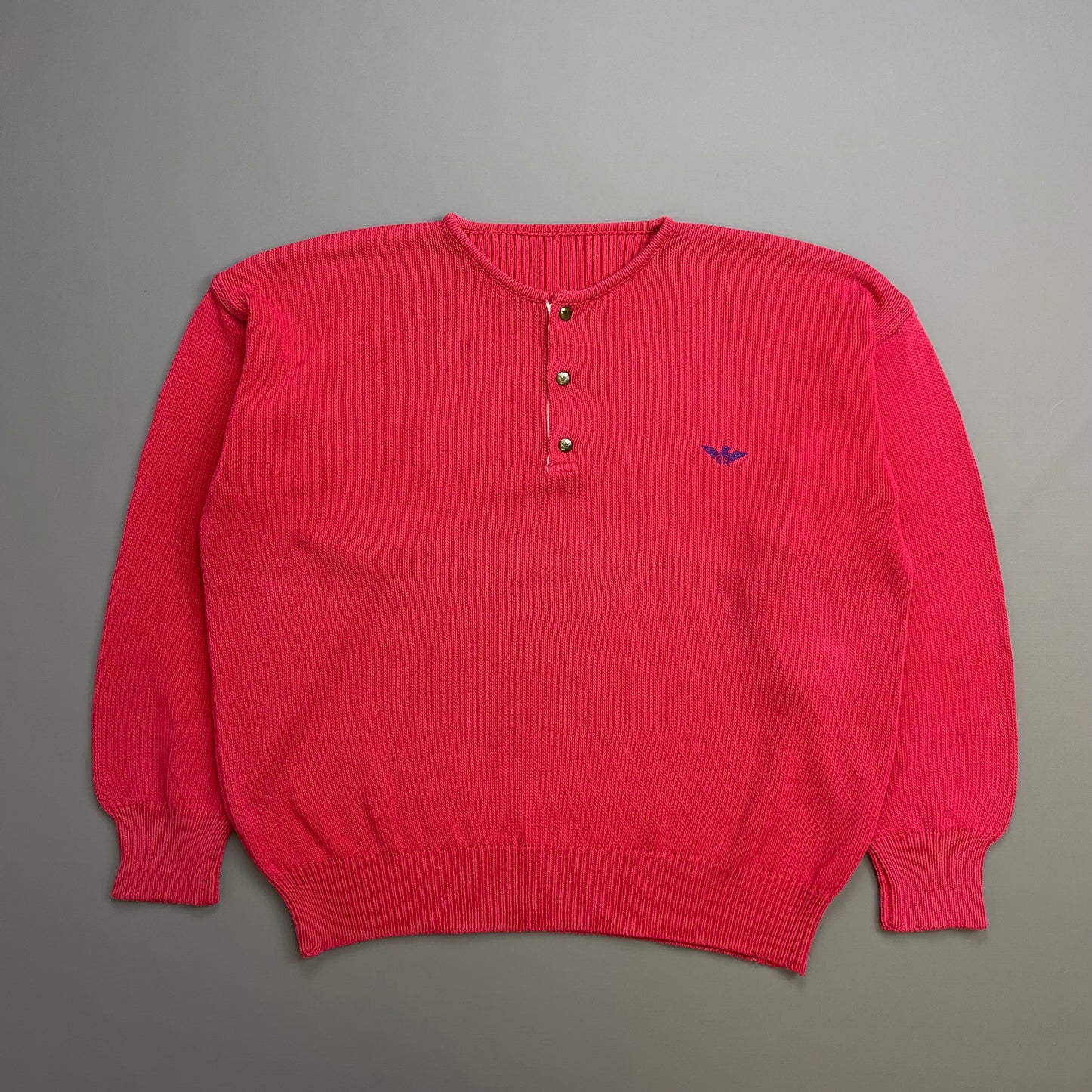 Giorgio Armani 1980s Red Button-Up Collar Knit Jumper