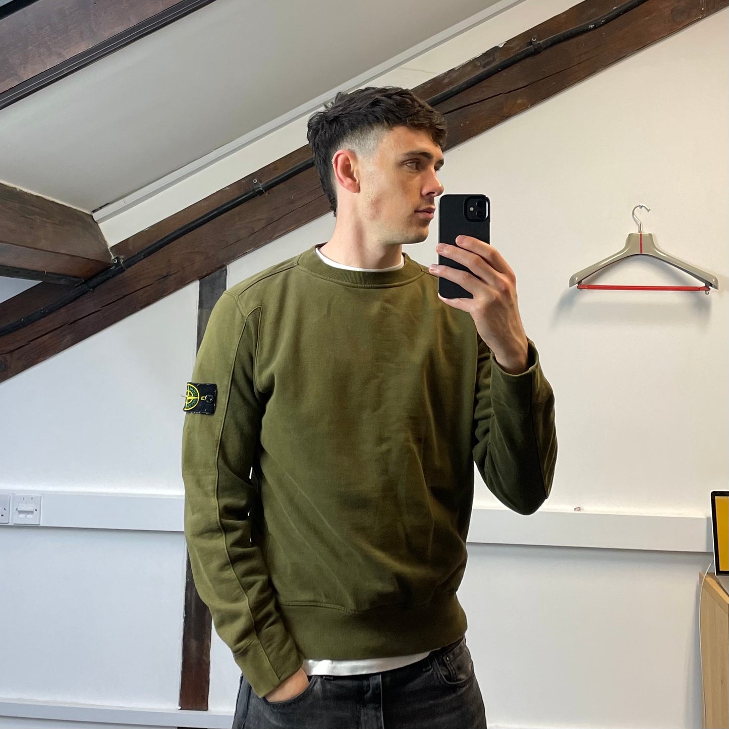 Stone Island Green Panelled Sleeve AW15 Sweatshirt