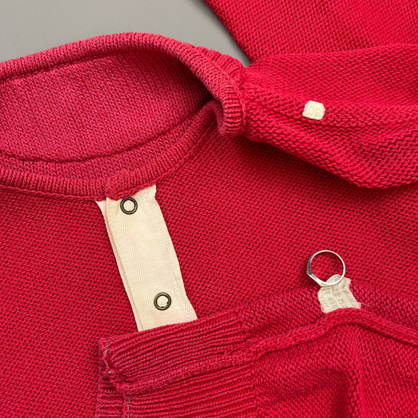 Giorgio Armani 1980s Red Button-Up Collar Knit Jumper
