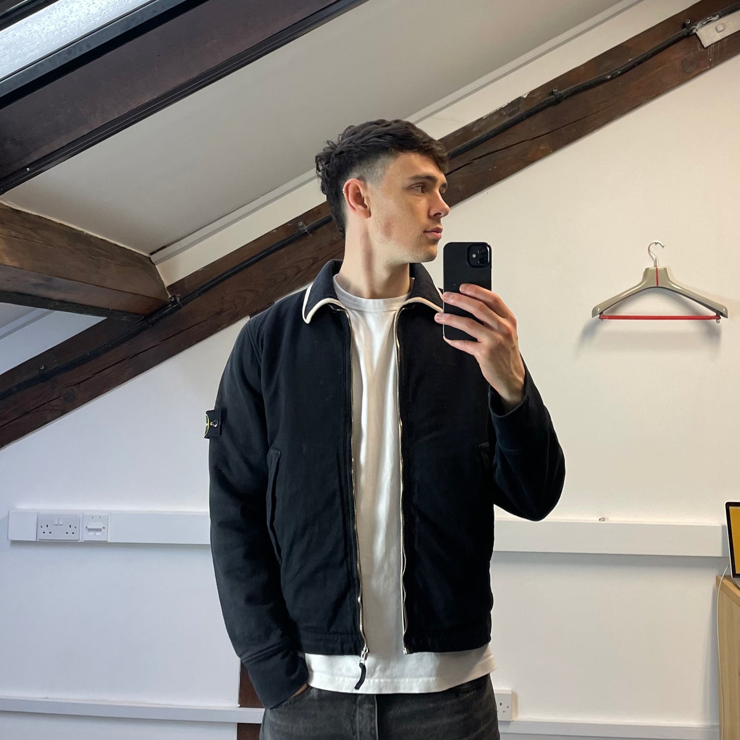 Stone Island Black AW06 Cotton Zip-Through Harrington Jacket