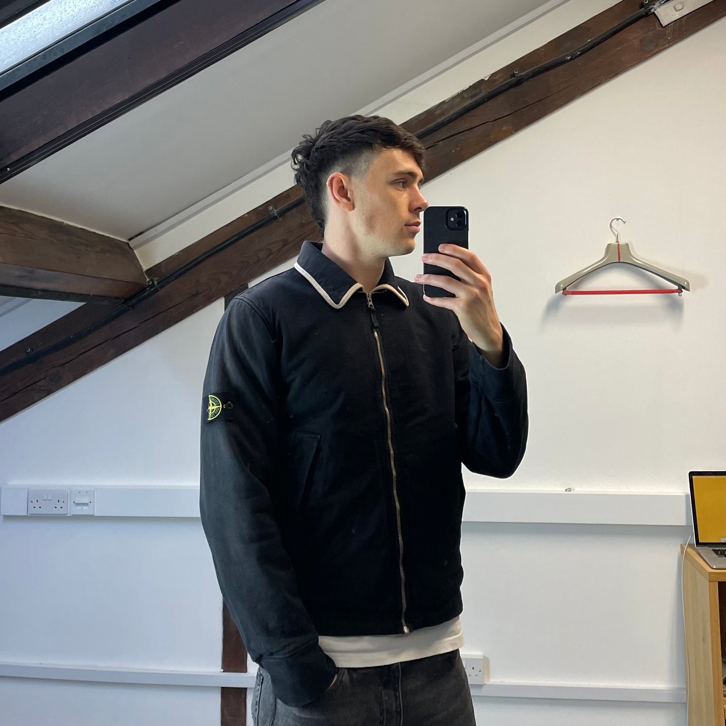 Stone Island Black AW06 Cotton Zip-Through Harrington Jacket