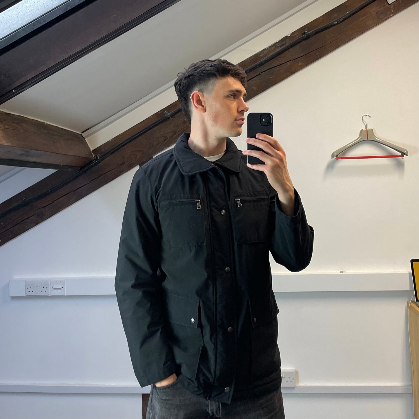 Prada Sport Black 2007 Windstopper Field Jacket w/ Concealed Hood