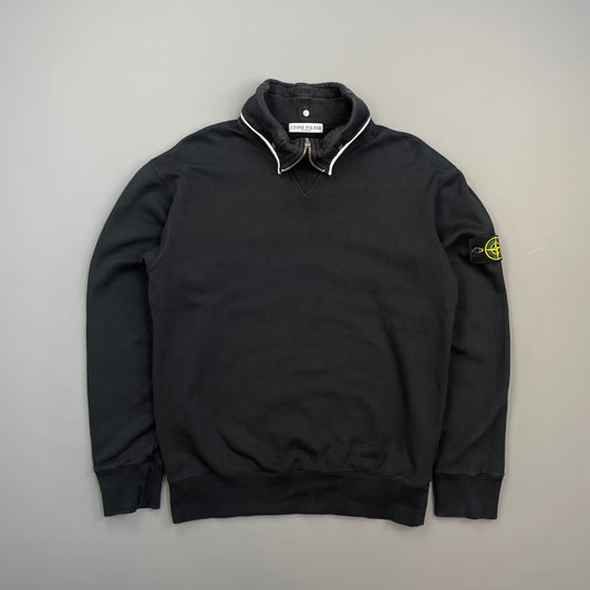 Stone Island Navy SS10 Button-Down Funnel Neck Jumper