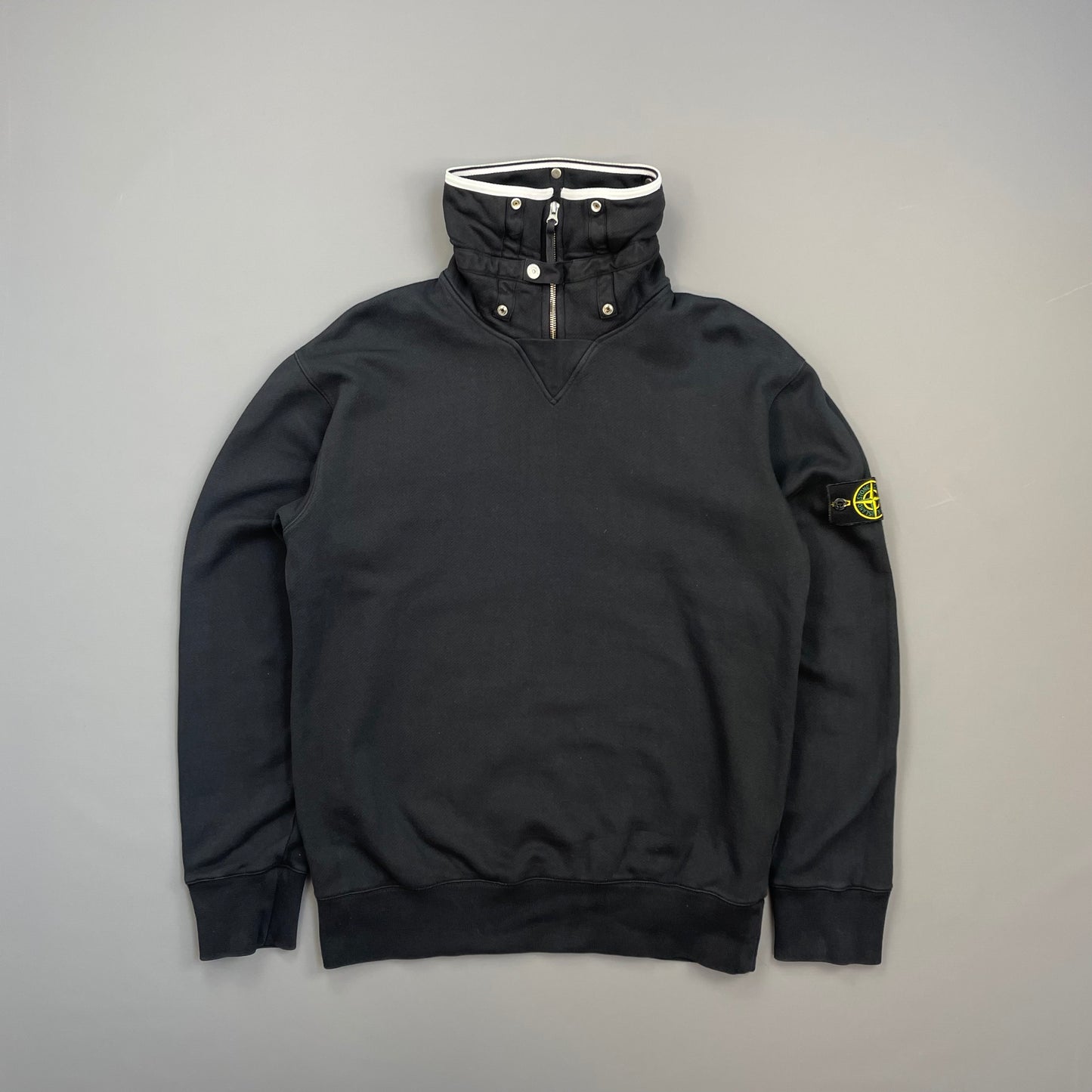 Stone Island Navy SS10 Button-Down Funnel Neck Jumper