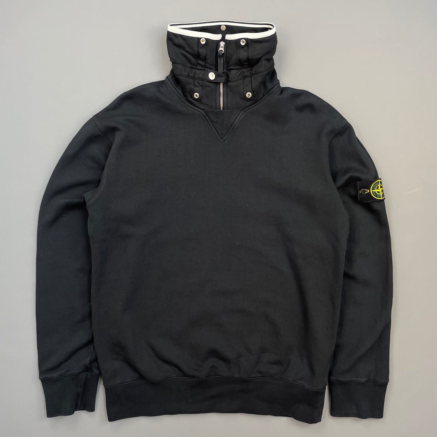 Stone Island Navy SS10 Button-Down Funnel Neck Jumper