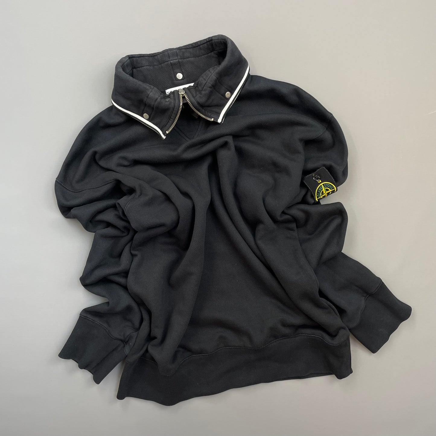 Stone Island Navy SS10 Button-Down Funnel Neck Jumper
