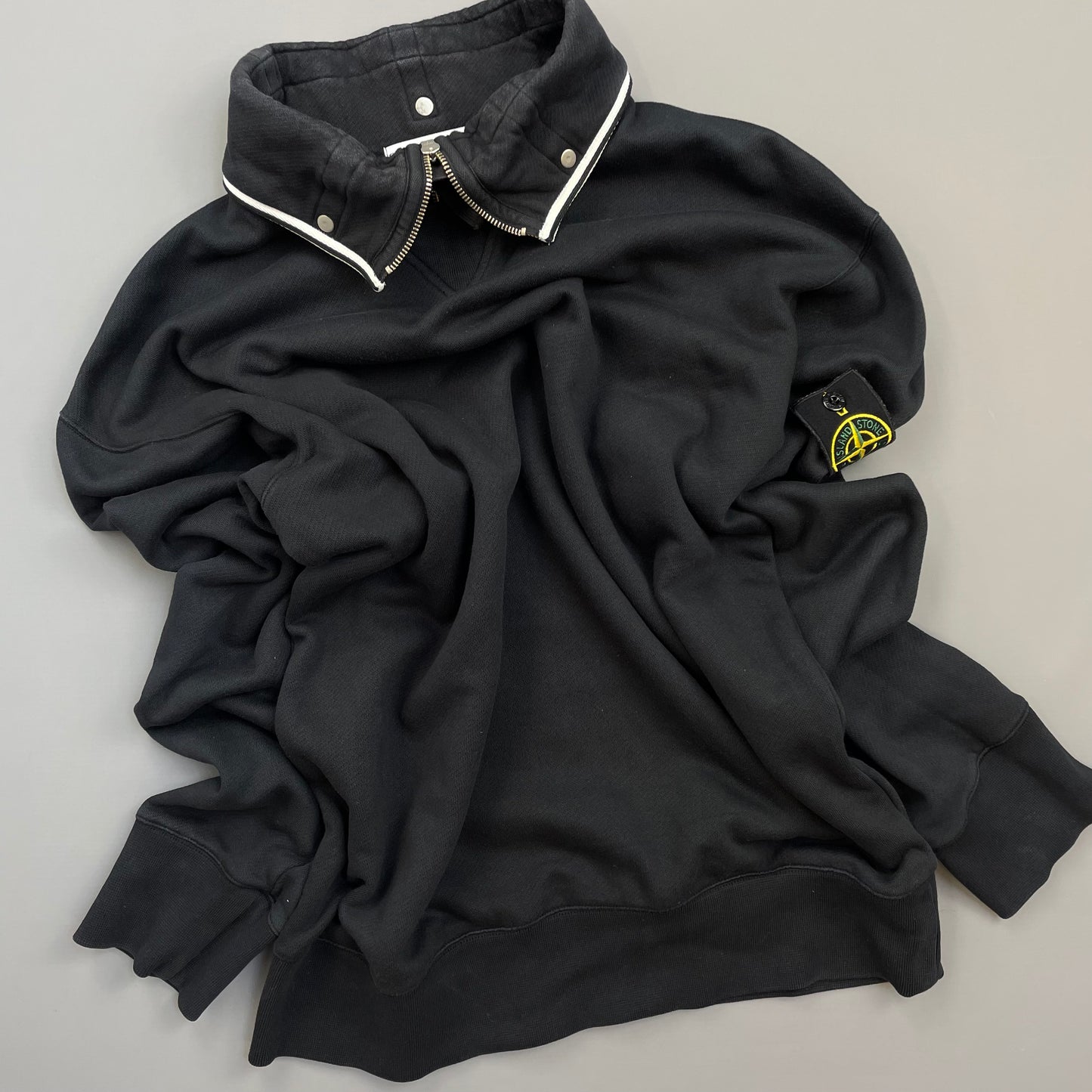 Stone Island Navy SS10 Button-Down Funnel Neck Jumper