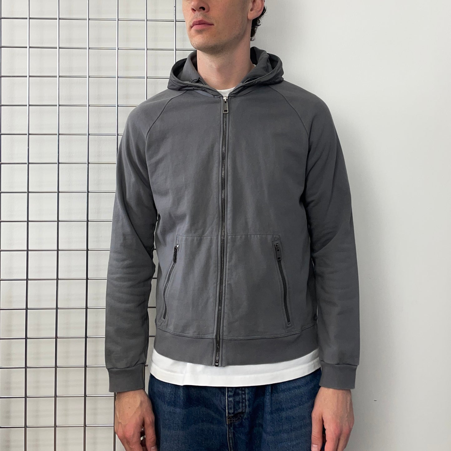 Prada Sport Grey 2019 Nylon Hood Zip-Through Hoodie