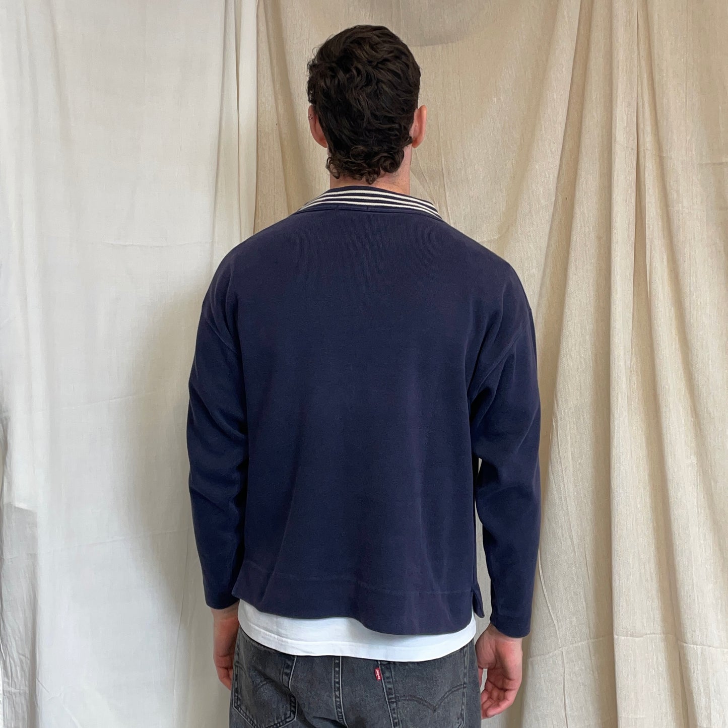 Stone Island Navy 80s Stripe & Compass Detailed Collar Jumper