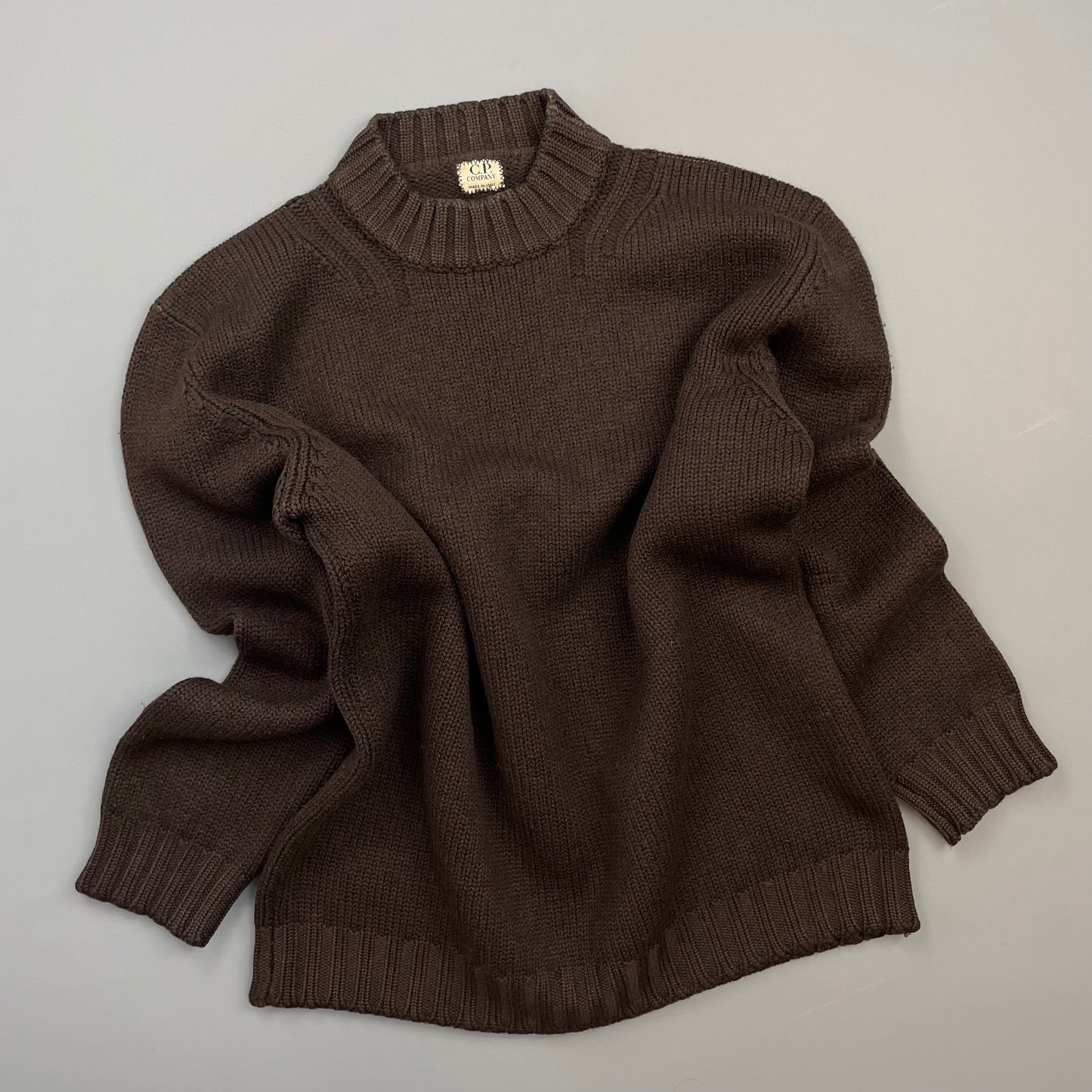 C.P. Company Brown AW97 Wool Heavyweight Mockneck Knit Jumper