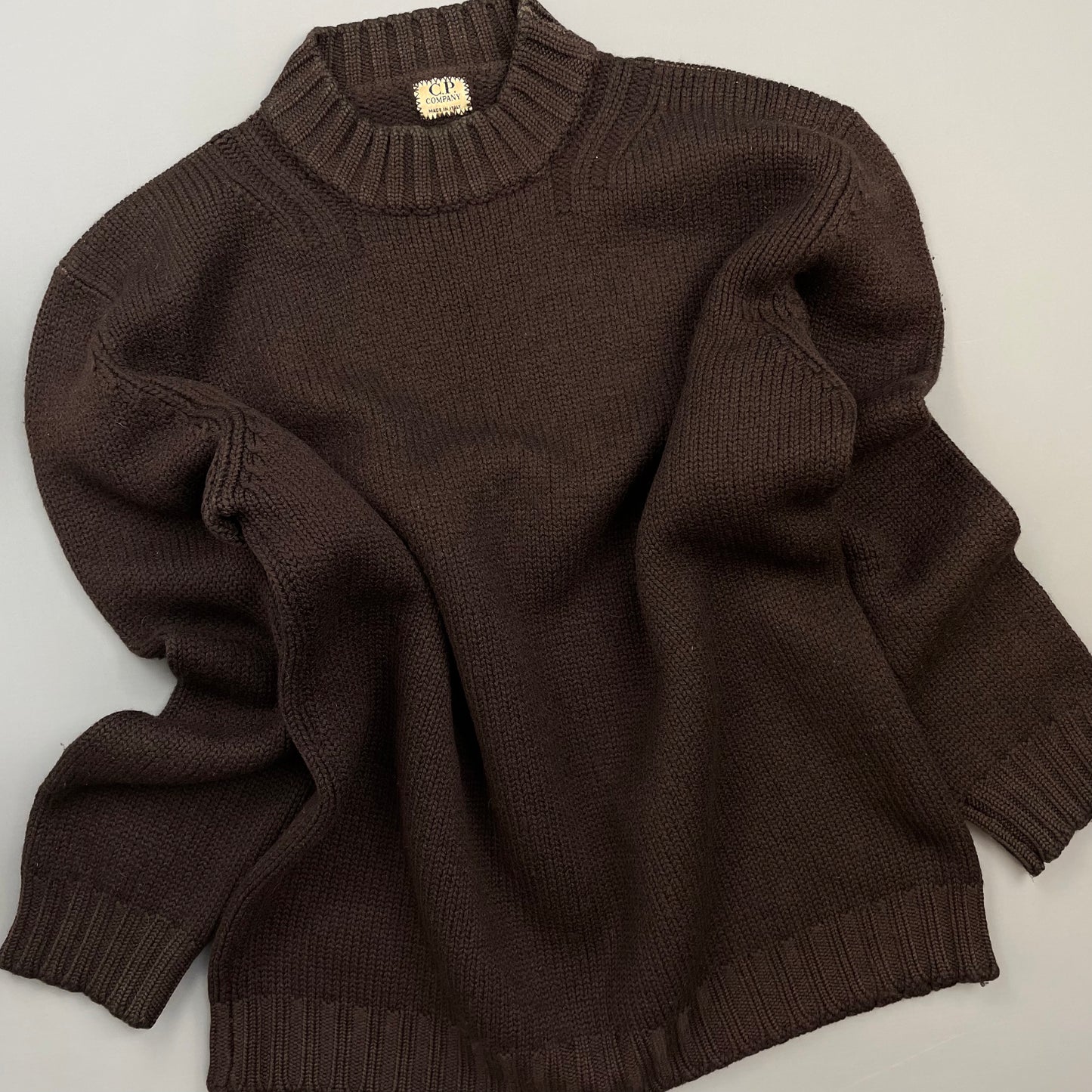 C.P. Company Brown AW97 Wool Heavyweight Mockneck Knit Jumper