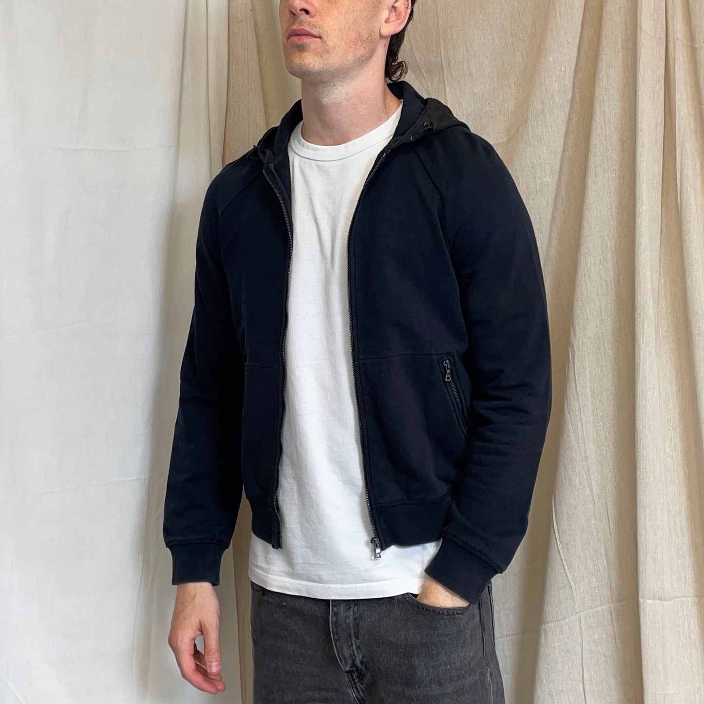 Prada Sport Black 2013 Nylon Hood Zip-Through Hoodie