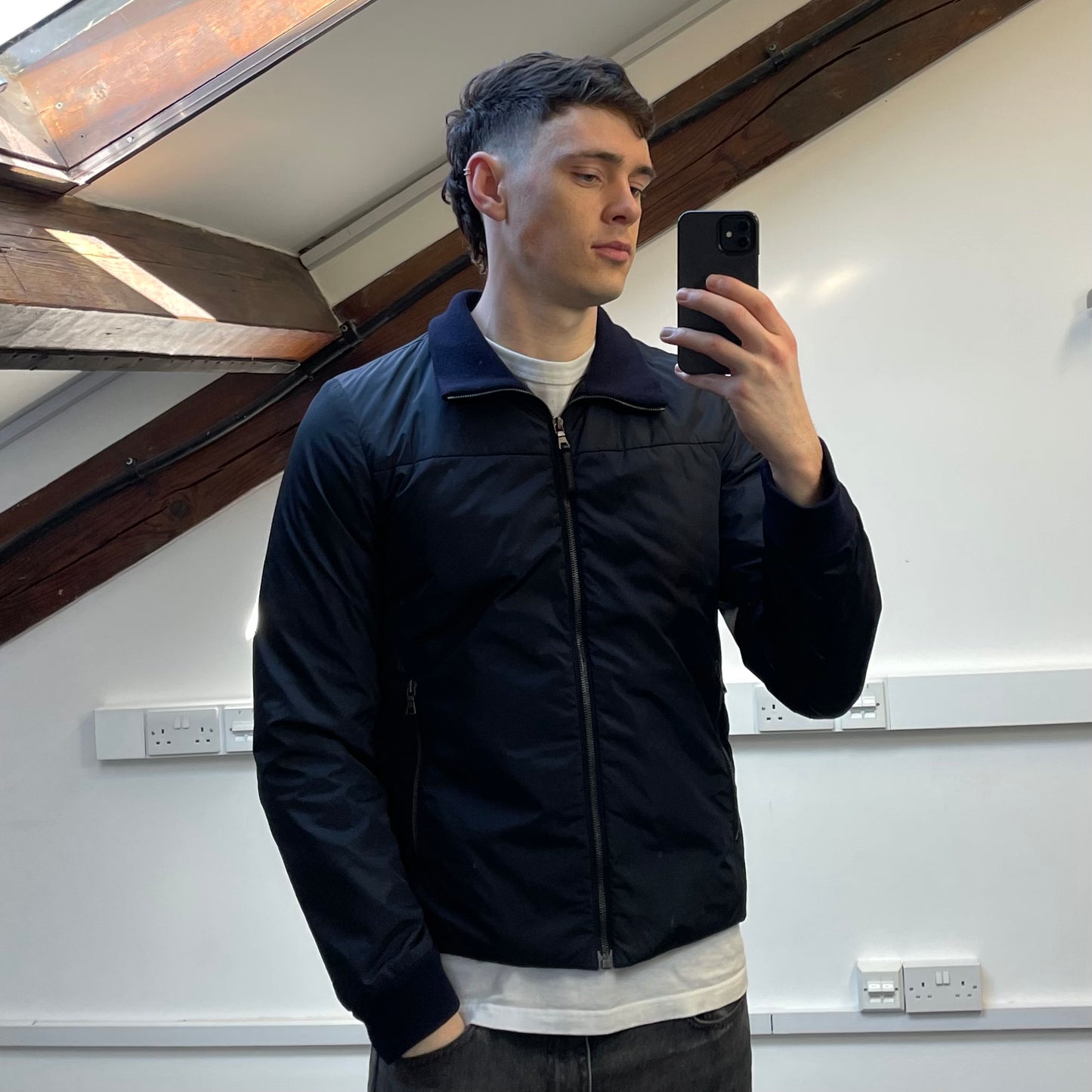 Prada Sport Navy 2006 Nylon Padded Bomber Jacket