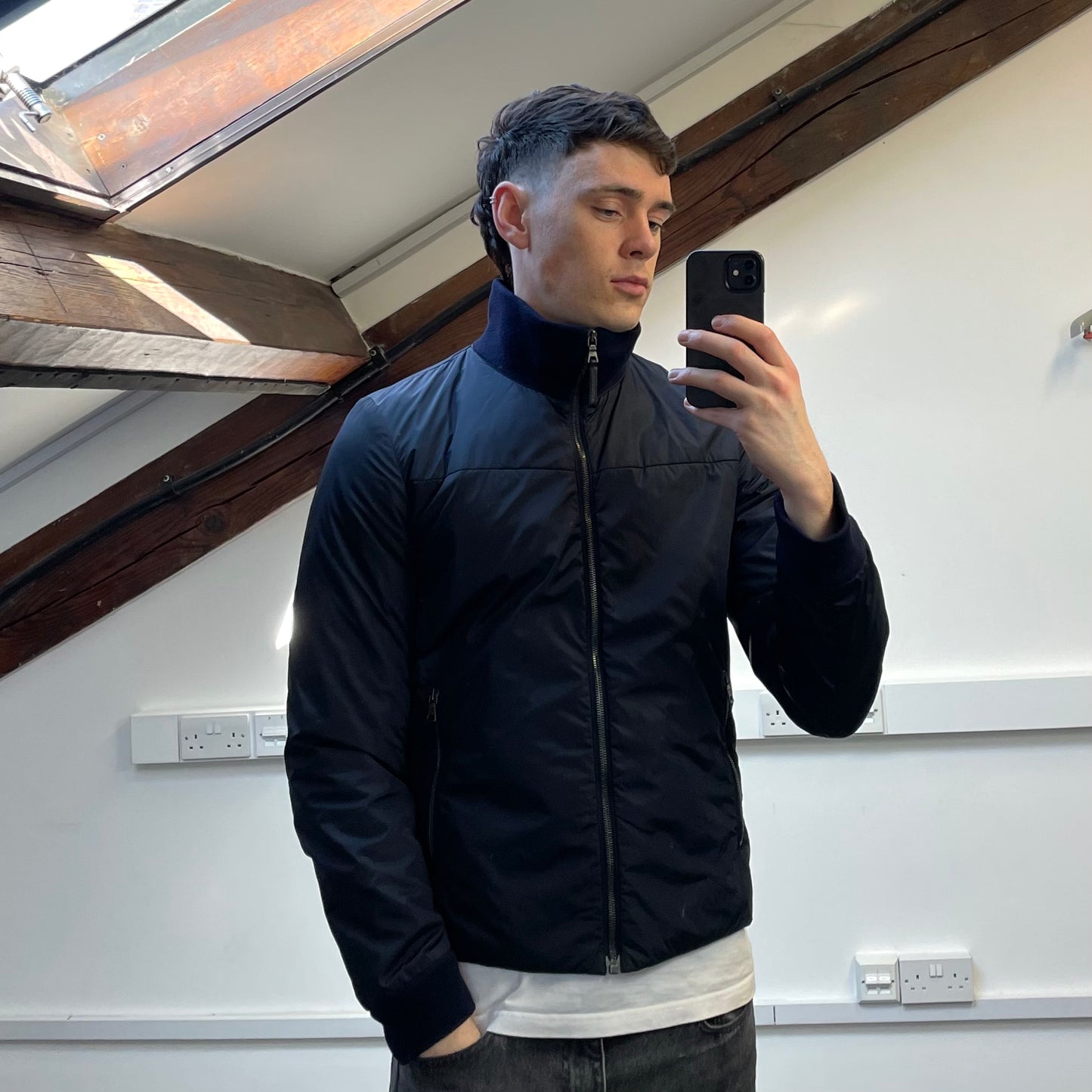 Prada Sport Navy 2006 Nylon Padded Bomber Jacket