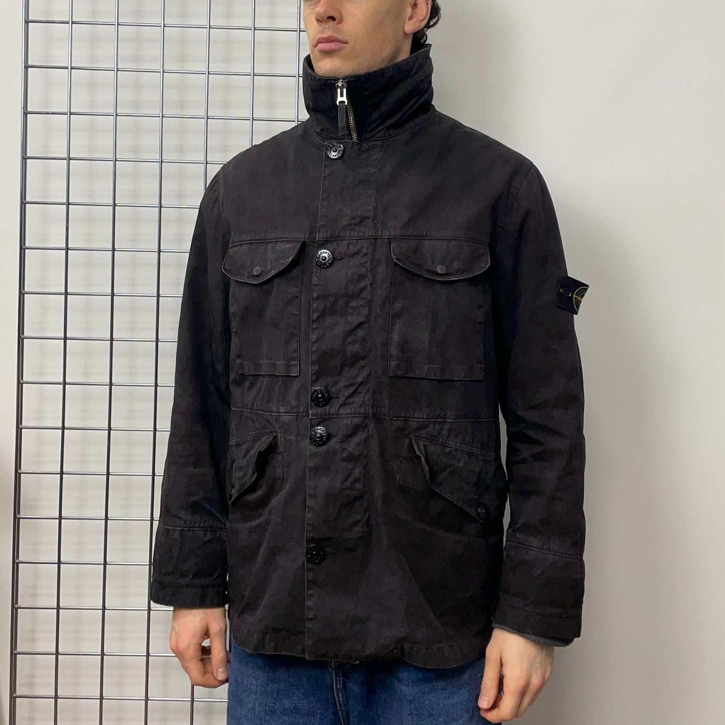 Stone Island Black AW03 Lino Flax Dutch Rope Liner Field Jacket