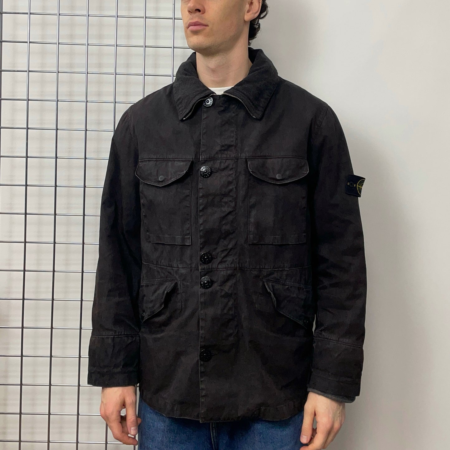 Stone Island Black AW03 Lino Flax Dutch Rope Liner Field Jacket