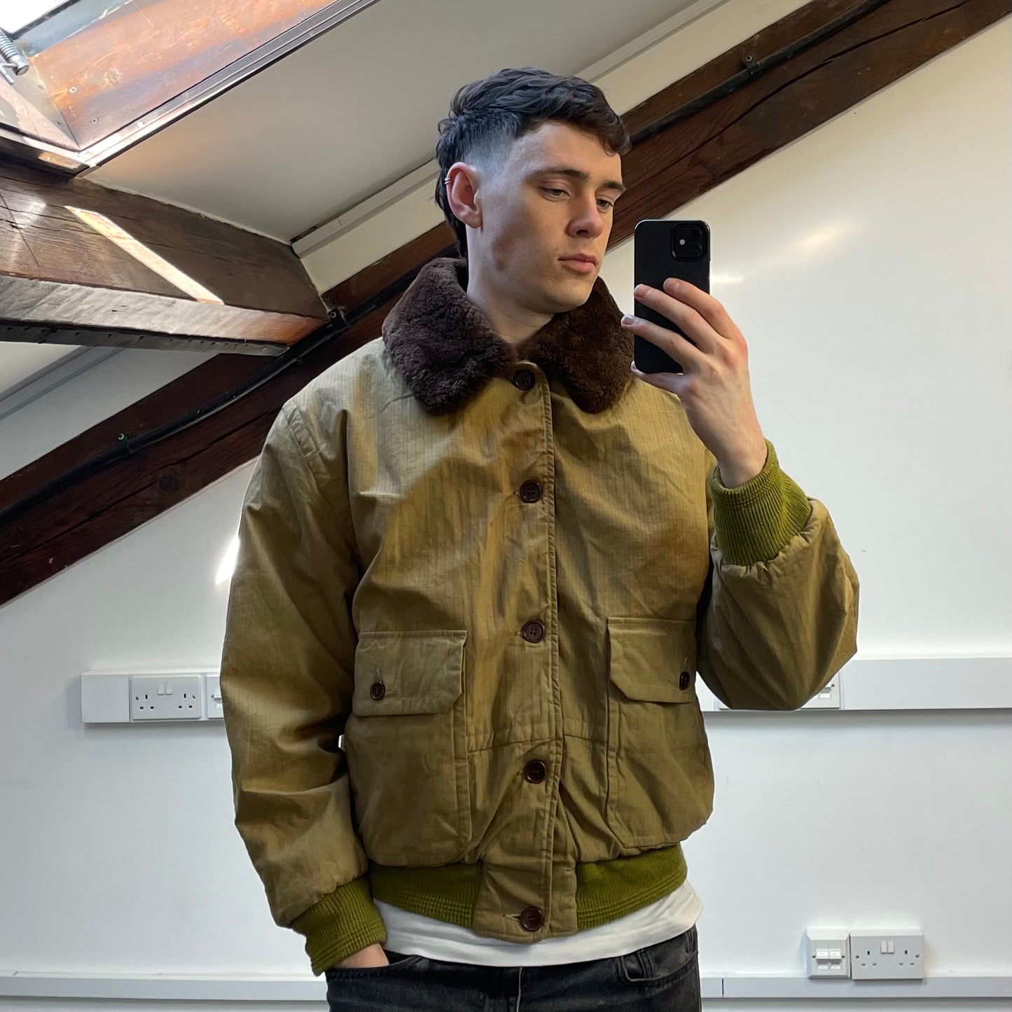 C.P. Company Brown 80s Ideas From Massimo Osti Japanese Release Fur Collar Herringbone Bomber Jacket