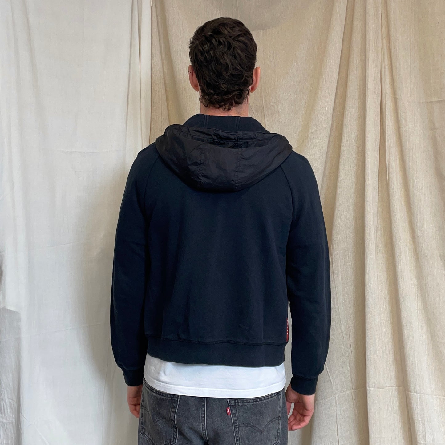 Prada Sport Black 2013 Nylon Hood Zip-Through Hoodie