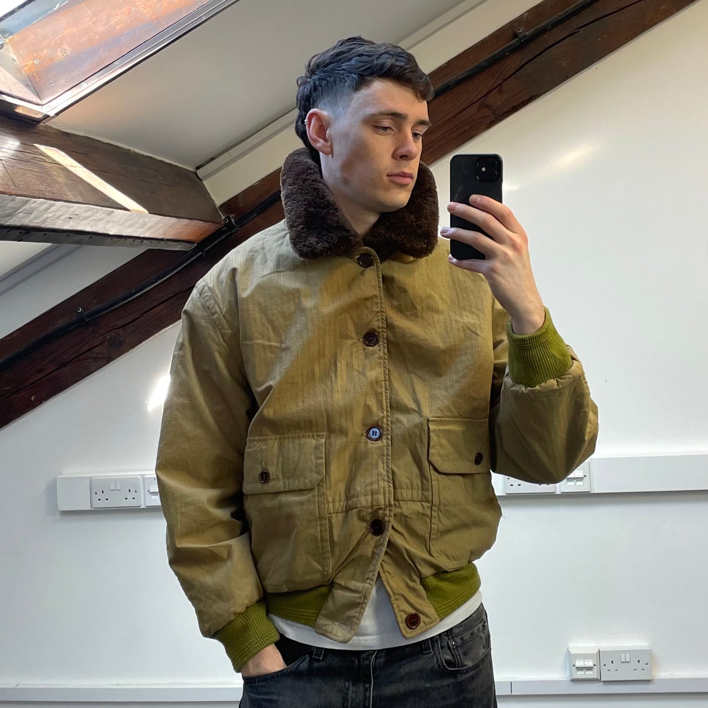 C.P. Company Brown 80s Ideas From Massimo Osti Japanese Release Fur Collar Herringbone Bomber Jacket