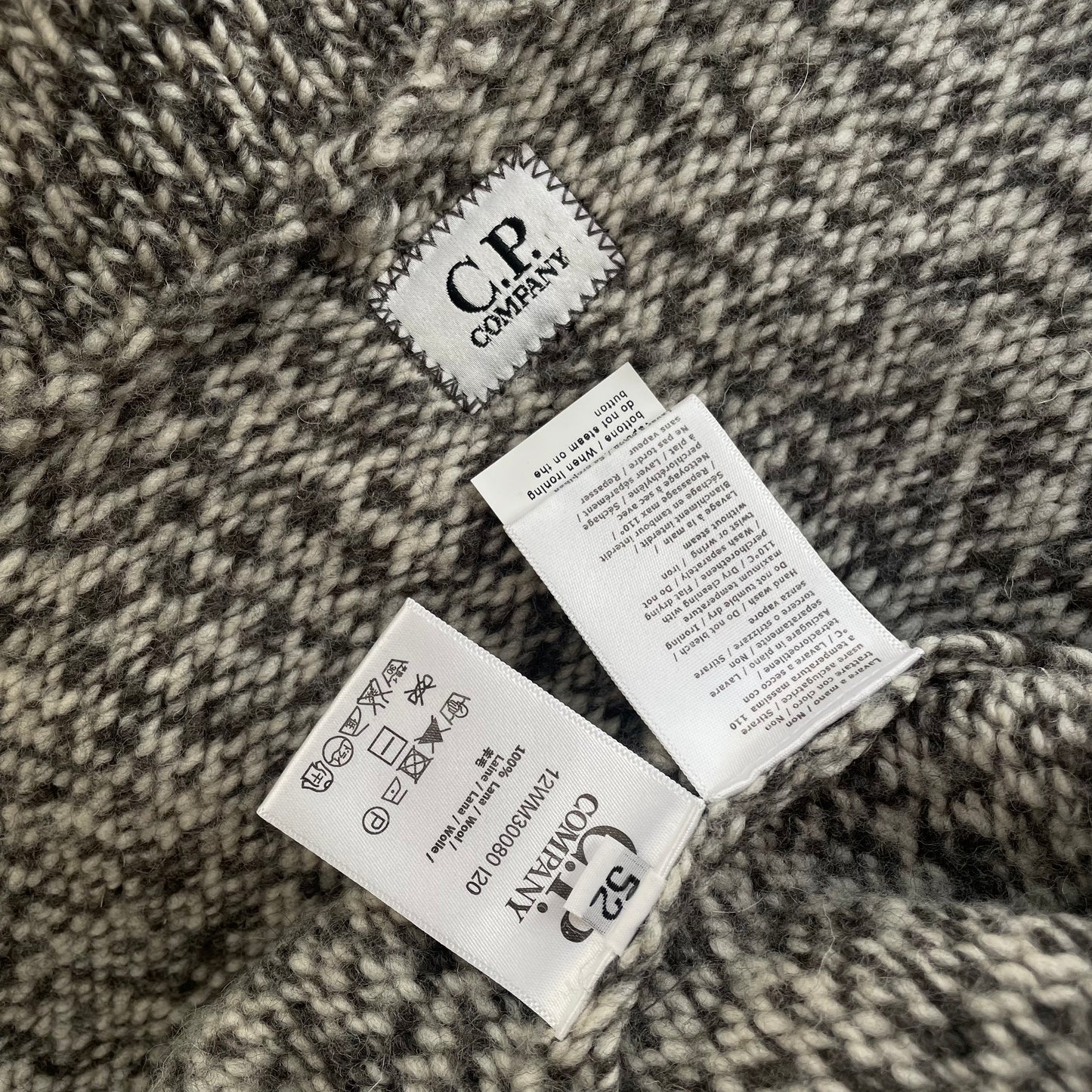C.P. Company Grey Speckled Wool Knit Cardigan Jacket
