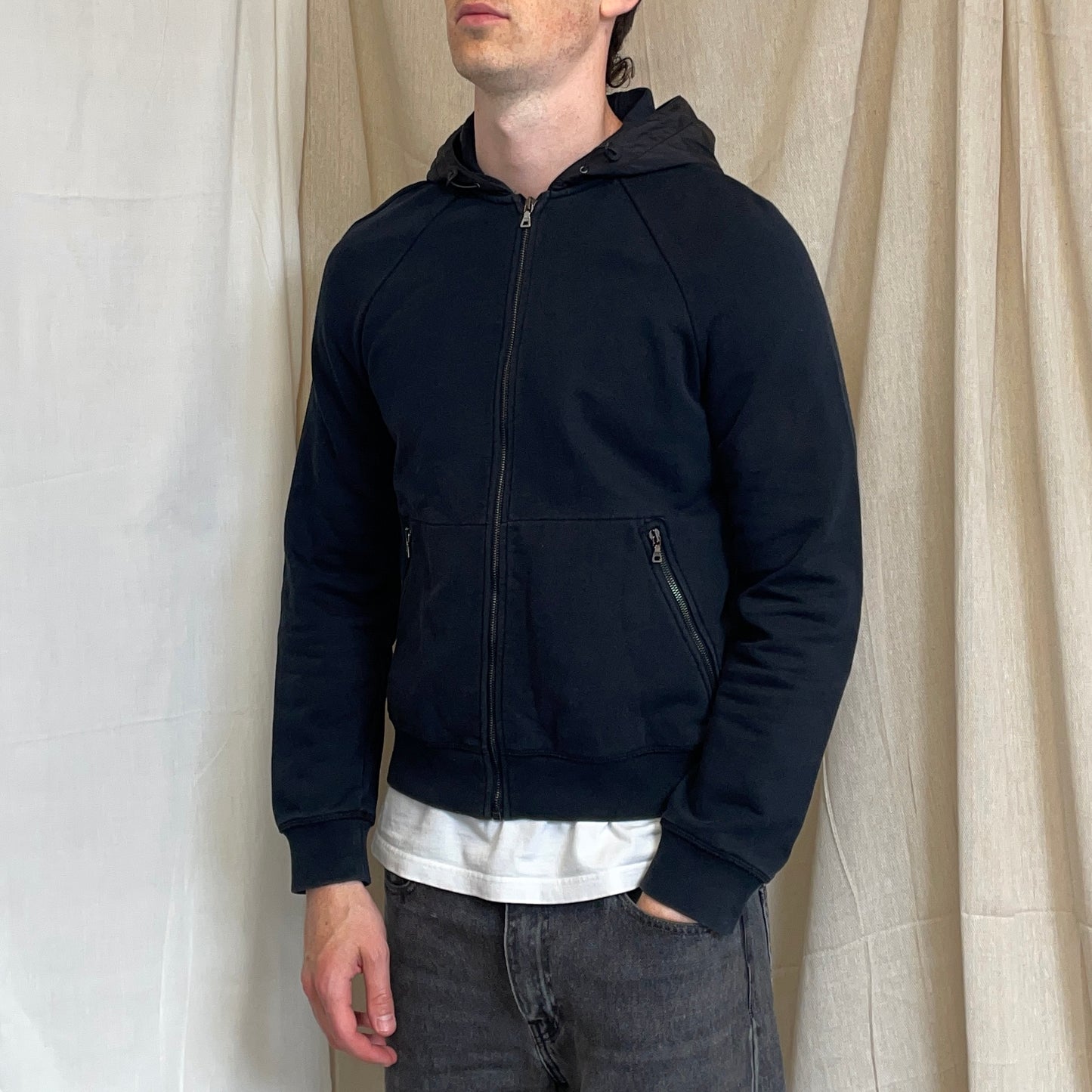 Prada Sport Black 2013 Nylon Hood Zip-Through Hoodie