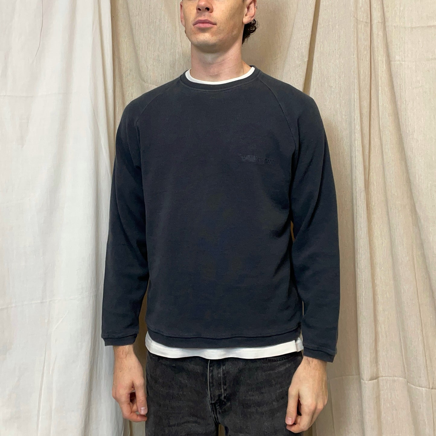 Armani Jeans Dark Grey 90s Waffle Crewneck Jumper