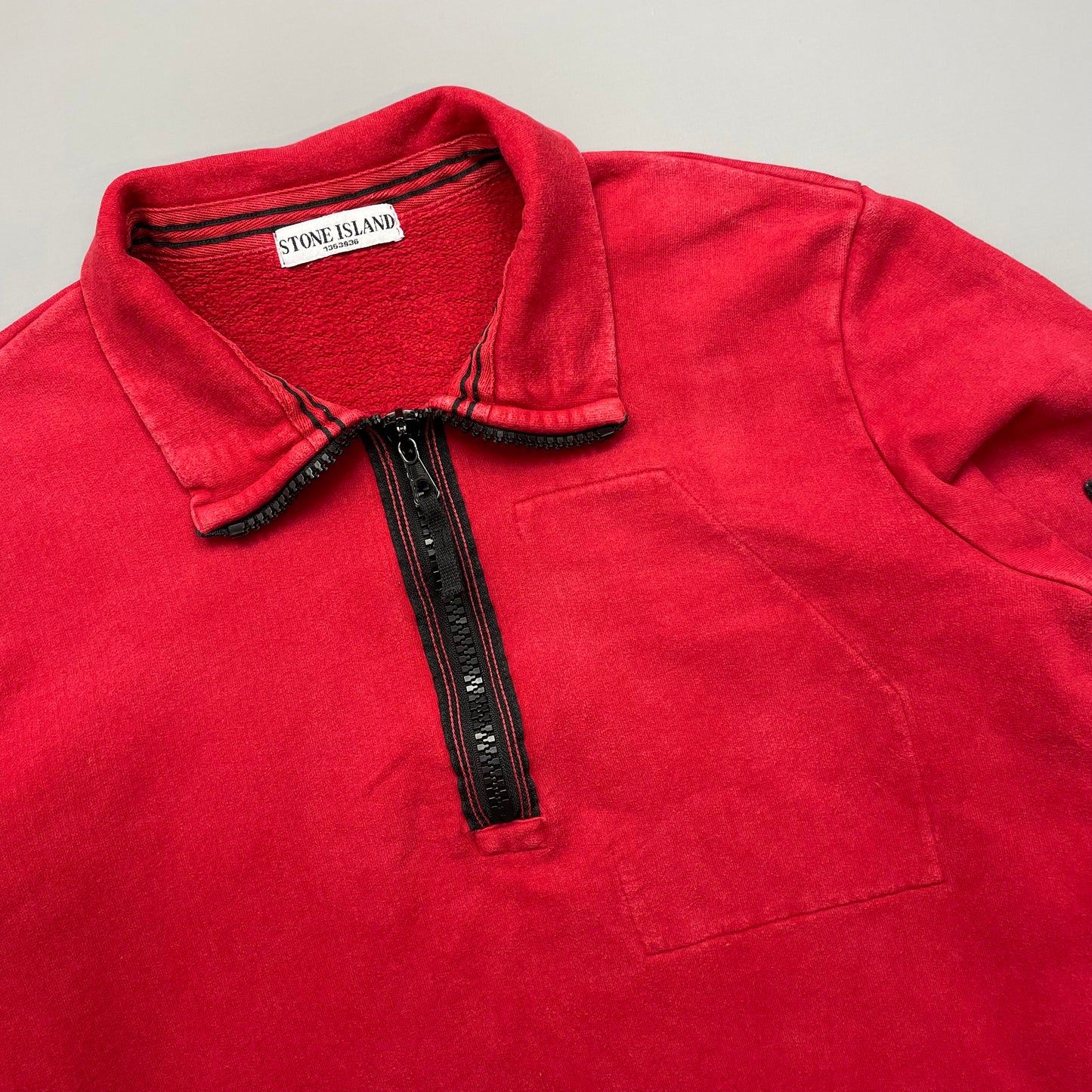 Stone Island Red AW08 Half-Zip Jumper Sweatshirt